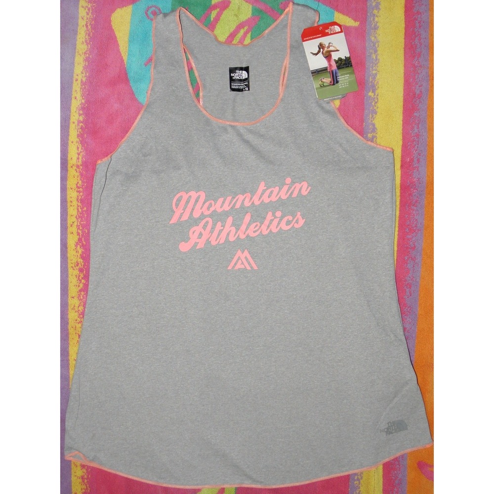 THE NORTH FACE Tank-Top Womens L Gray Pull-On Graphic Play Hard Training Y2K NEW